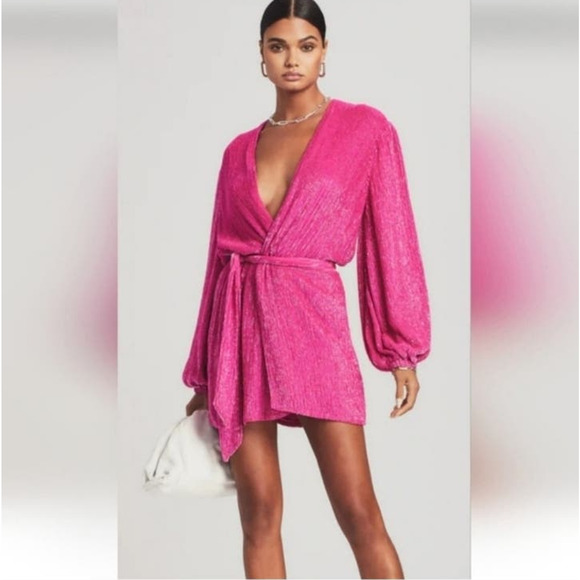 Retrofete Gabrielle Robe Dress in Hot Pink Sequins Size XS NWT - Picture 1 of 12